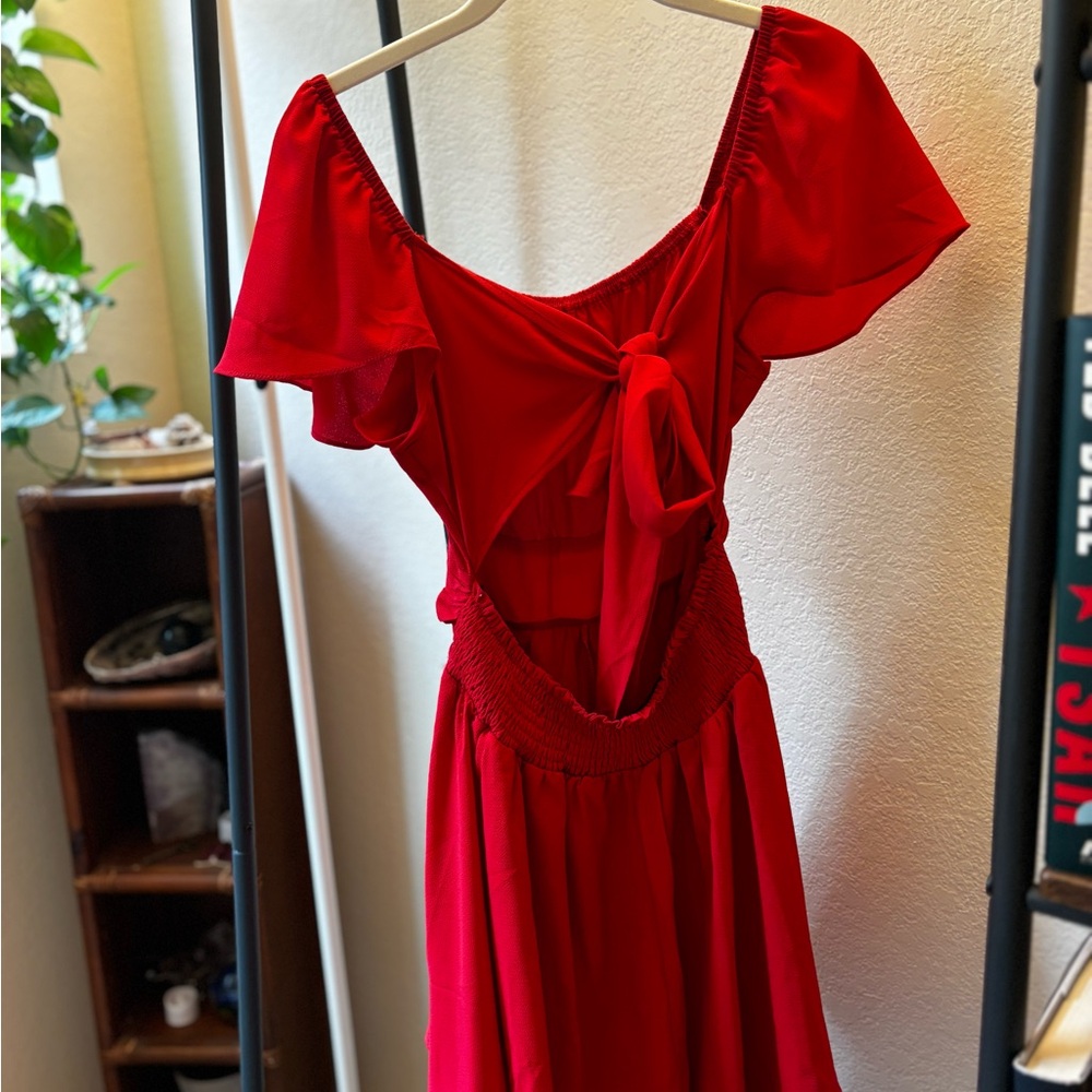 Red Backless Romper